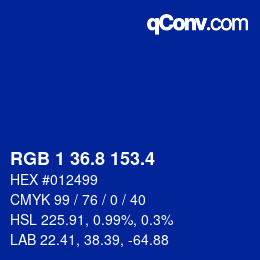 カラーコード: RGB 1 36.8 153.4 | qconv.com