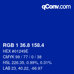 カラーコード: RGB 1 36.8 158.4 | qconv.com
