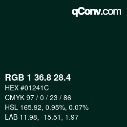 カラーコード: RGB 1 36.8 28.4 | qconv.com