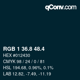 カラーコード: RGB 1 36.8 48.4 | qconv.com