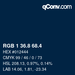 カラーコード: RGB 1 36.8 68.4 | qconv.com