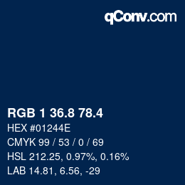カラーコード: RGB 1 36.8 78.4 | qconv.com
