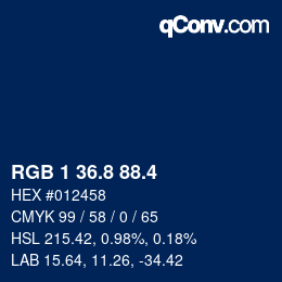 カラーコード: RGB 1 36.8 88.4 | qconv.com