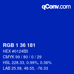 カラーコード: RGB 1 36 181 | qconv.com