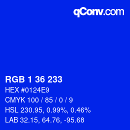 Color code: RGB 1 36 233 | qconv.com