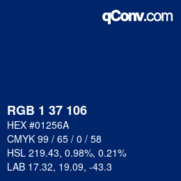 カラーコード: RGB 1 37 106 | qconv.com