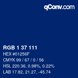 カラーコード: RGB 1 37 111 | qconv.com