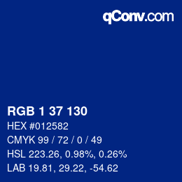 カラーコード: RGB 1 37 130 | qconv.com