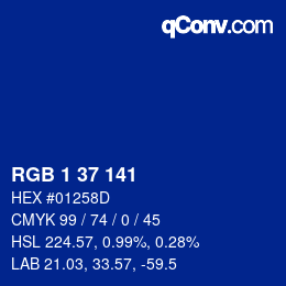 Color code: RGB 1 37 141 | qconv.com