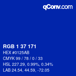 Color code: RGB 1 37 171 | qconv.com