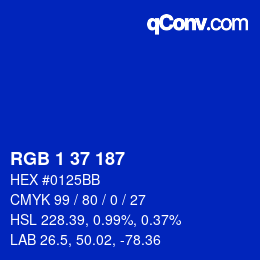 Color code: RGB 1 37 187 | qconv.com