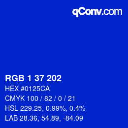 Color code: RGB 1 37 202 | qconv.com