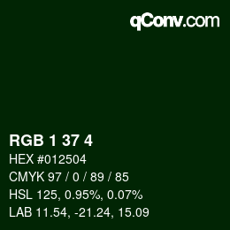 Color code: RGB 1 37 4 | qconv.com