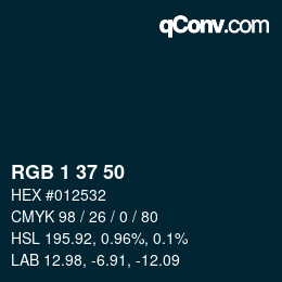 Color code: RGB 1 37 50 | qconv.com