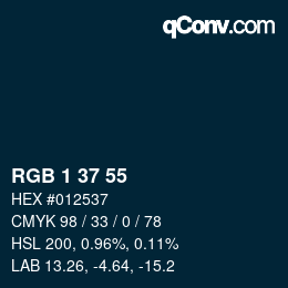 颜色代码: RGB 1 37 55 | qconv.com