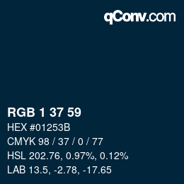 Color code: RGB 1 37 59 | qconv.com