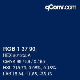 カラーコード: RGB 1 37 90 | qconv.com