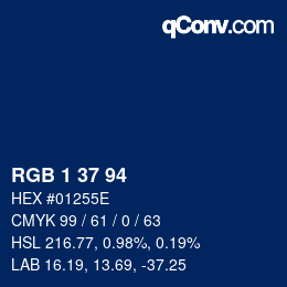 Color code: RGB 1 37 94 | qconv.com