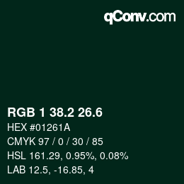 カラーコード: RGB 1 38.2 26.6 | qconv.com