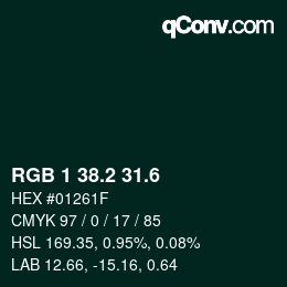 カラーコード: RGB 1 38.2 31.6 | qconv.com