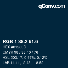 カラーコード: RGB 1 38.2 61.6 | qconv.com