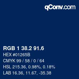 カラーコード: RGB 1 38.2 91.6 | qconv.com