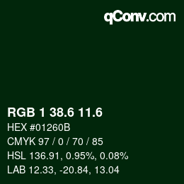 カラーコード: RGB 1 38.6 11.6 | qconv.com