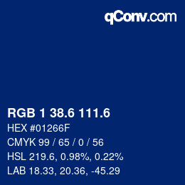 カラーコード: RGB 1 38.6 111.6 | qconv.com