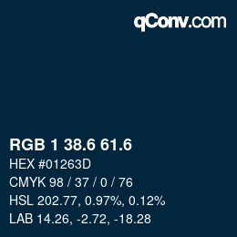 カラーコード: RGB 1 38.6 61.6 | qconv.com