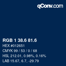 カラーコード: RGB 1 38.6 81.6 | qconv.com
