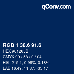カラーコード: RGB 1 38.6 91.6 | qconv.com