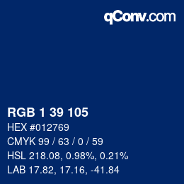 Color code: RGB 1 39 105 | qconv.com