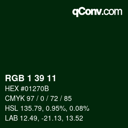 Color code: RGB 1 39 11 | qconv.com