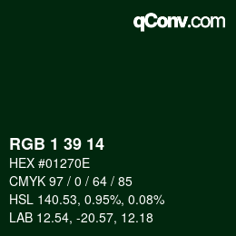 Color code: RGB 1 39 14 | qconv.com