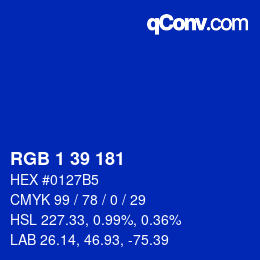 Color code: RGB 1 39 181 | qconv.com