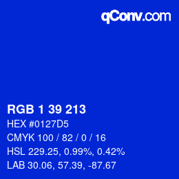 Color code: RGB 1 39 213 | qconv.com