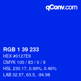 Color code: RGB 1 39 233 | qconv.com