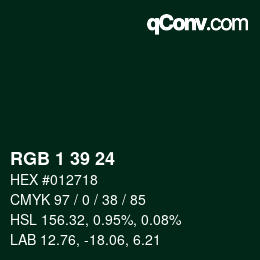 カラーコード: RGB 1 39 24 | qconv.com