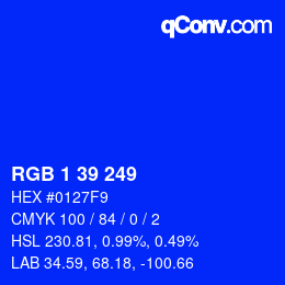 Color code: RGB 1 39 249 | qconv.com
