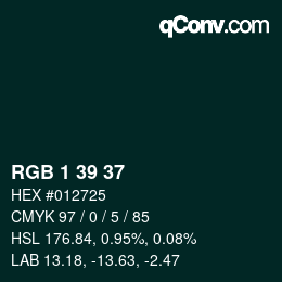 Color code: RGB 1 39 37 | qconv.com
