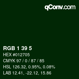 Color code: RGB 1 39 5 | qconv.com
