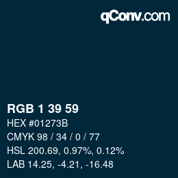 カラーコード: RGB 1 39 59 | qconv.com