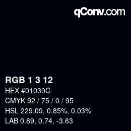 Color code: RGB 1 3 12 | qconv.com