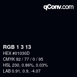 Color code: RGB 1 3 13 | qconv.com