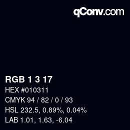 Color code: RGB 1 3 17 | qconv.com
