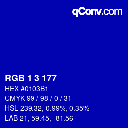 Color code: RGB 1 3 177 | qconv.com