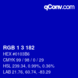 Color code: RGB 1 3 182 | qconv.com