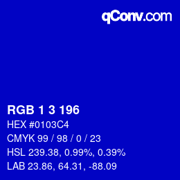 Farbcode: RGB 1 3 196 | qconv.com