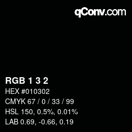 カラーコード: RGB 1 3 2 | qconv.com