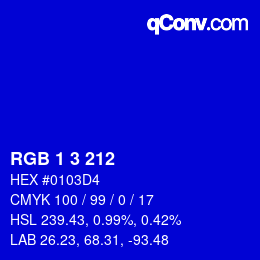Color code: RGB 1 3 212 | qconv.com